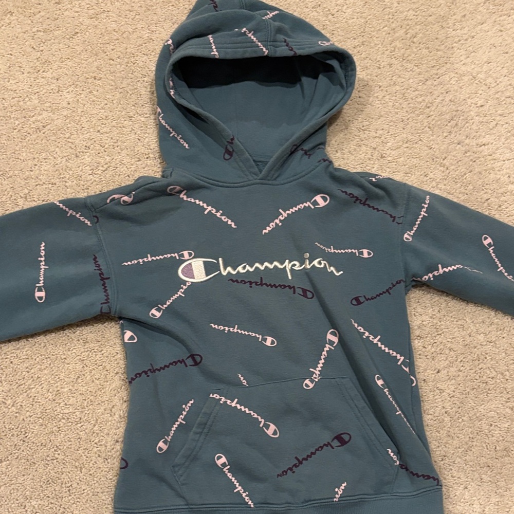 Champion Kids' Teal Logo Hoodie